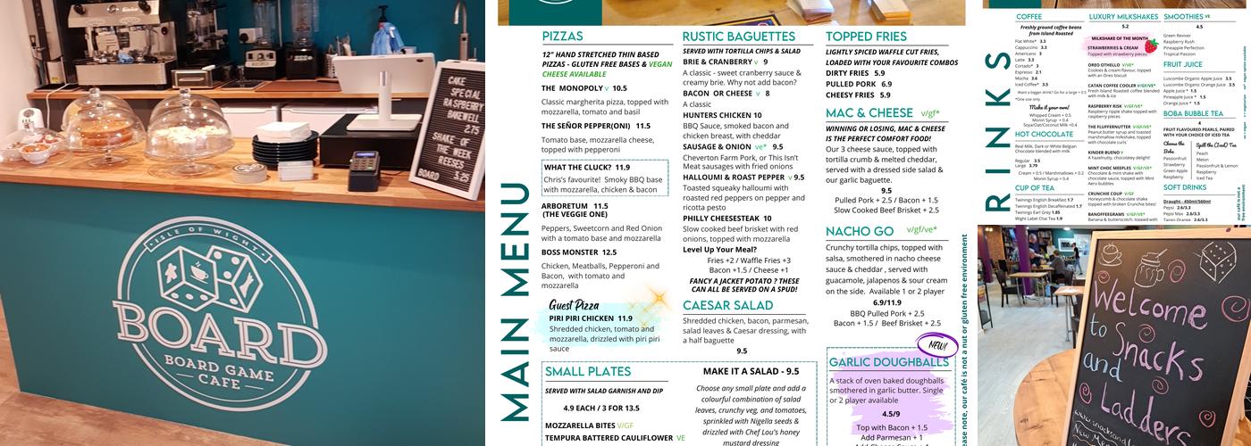 Snacks and Ladders Board Game Café & Eatery Menu