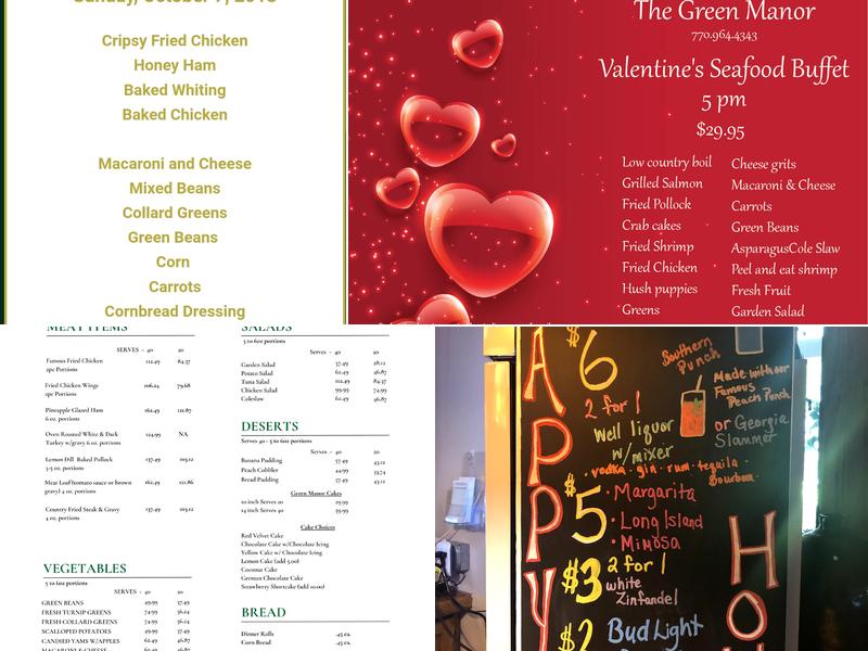 The Historic Green Manor Restaurant Menu