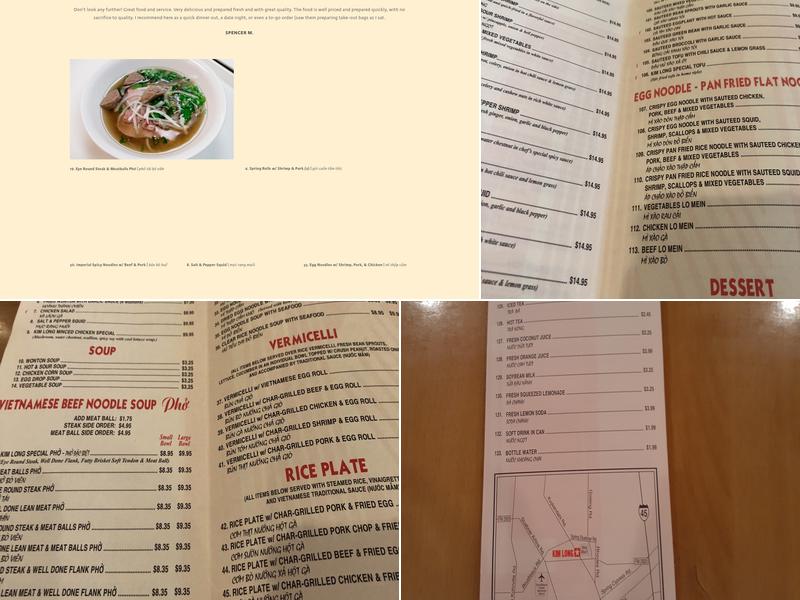 Kim Long Menu
