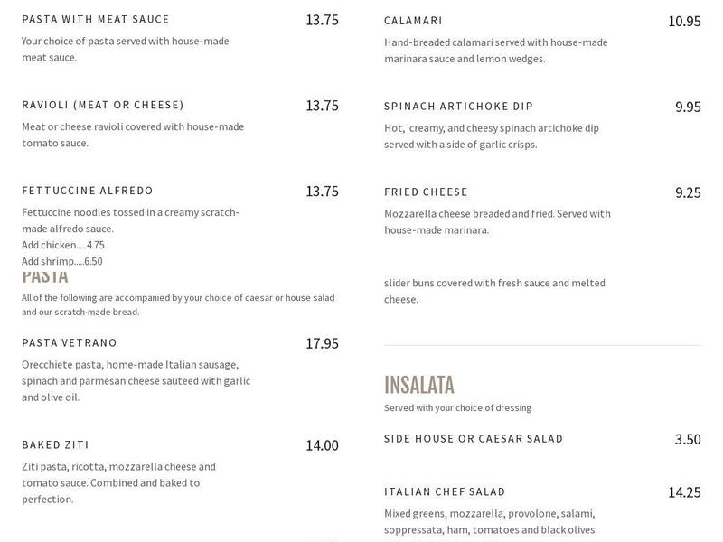 Giuseppe's Restaurant & Pizzeria Menu