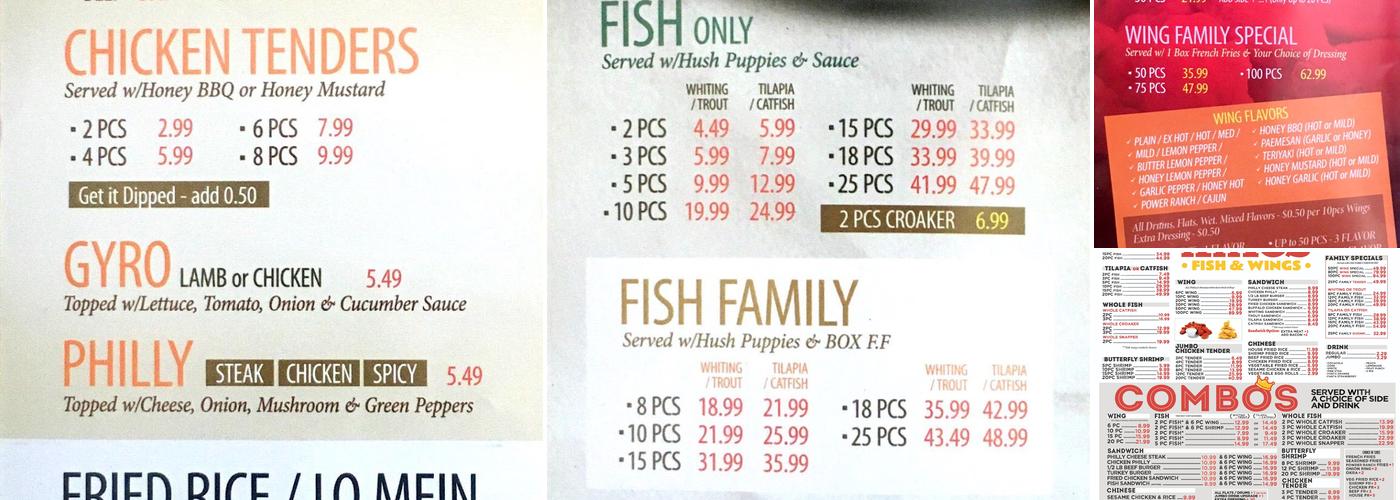 King's Fish & Wings Menu