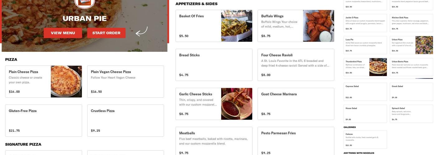 Urban Pie Menu