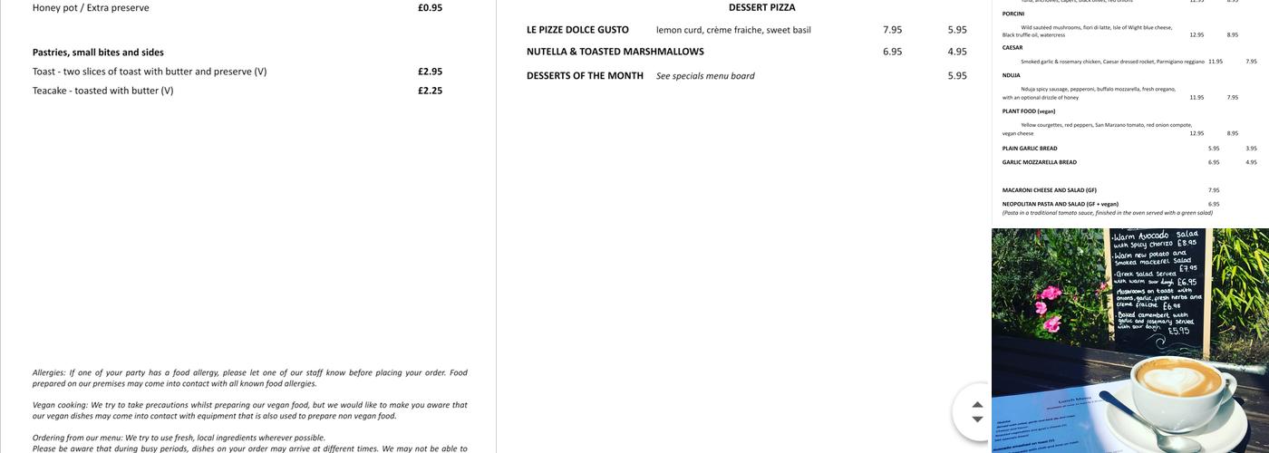 Gurnard Press Bistro Menu