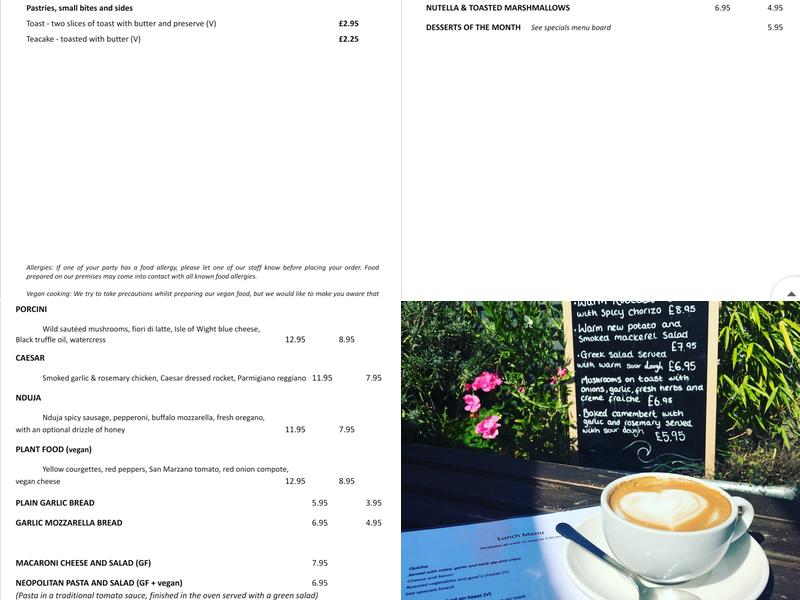 Gurnard Press Bistro Menu