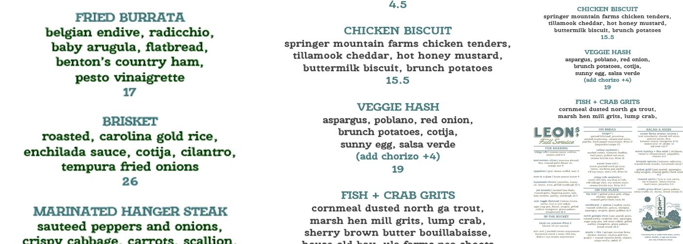 Leon's Full Service Menu