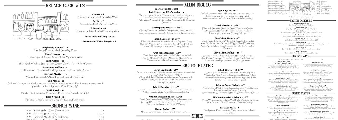 Café Lily Menu