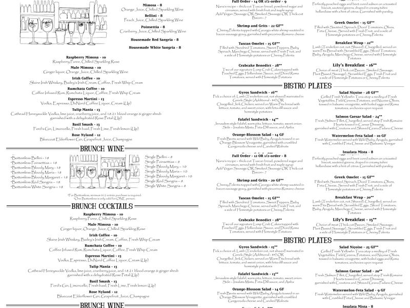 Café Lily Menu