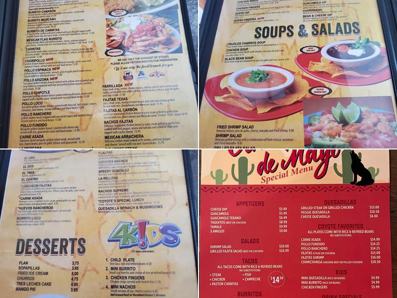 Coyote's Mexican Grill Menu