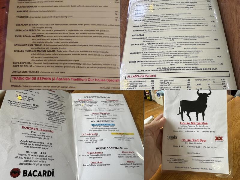 La Fonda Latina Menu