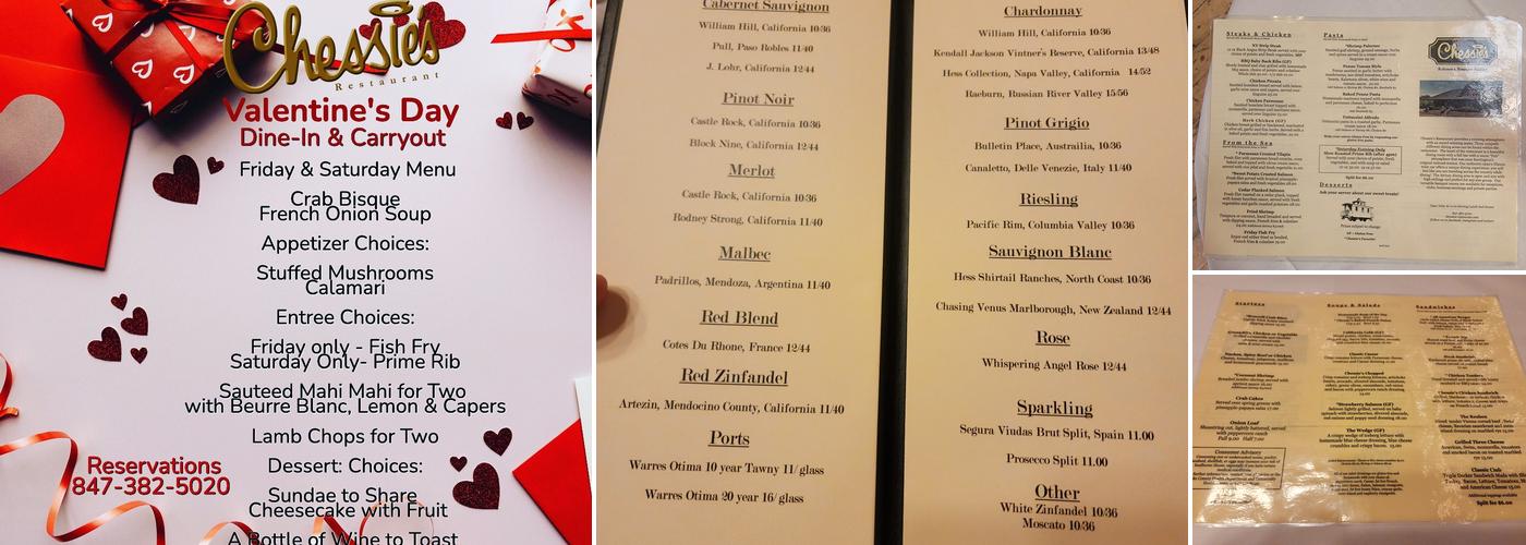 Chessie's Restaurant Menu