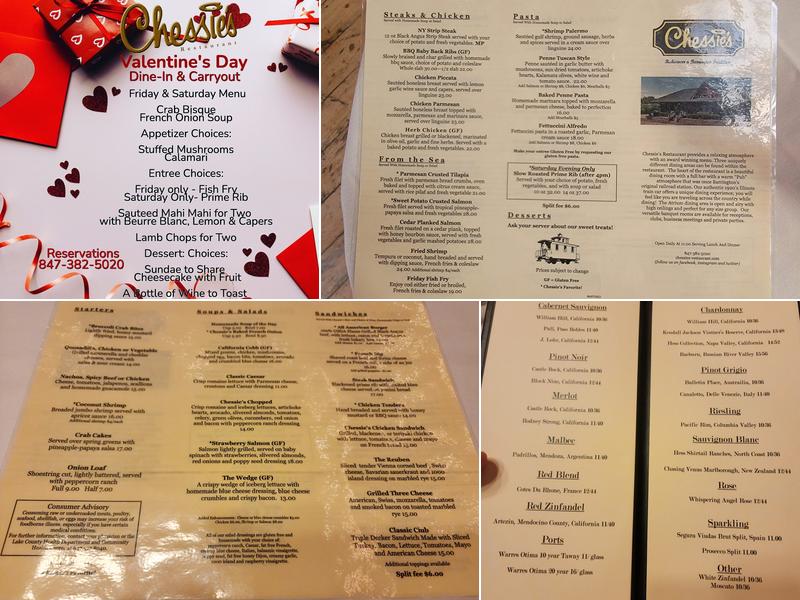 Chessie's Restaurant Menu