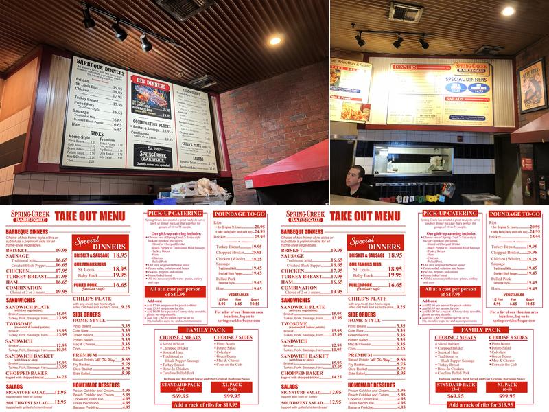 Spring Creek Barbeque Menu