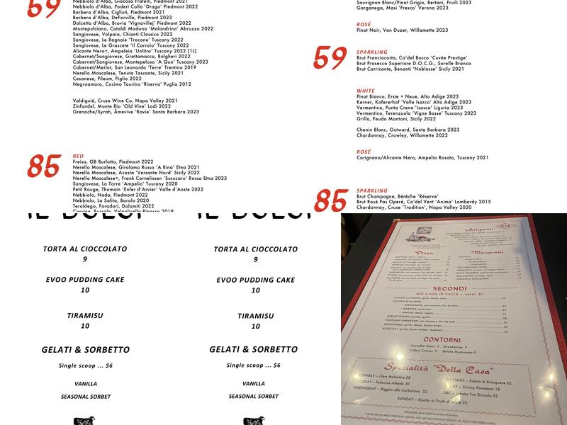 no. 246 Menu