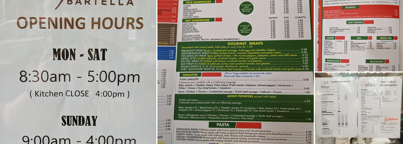 Cafe Bartella Menu