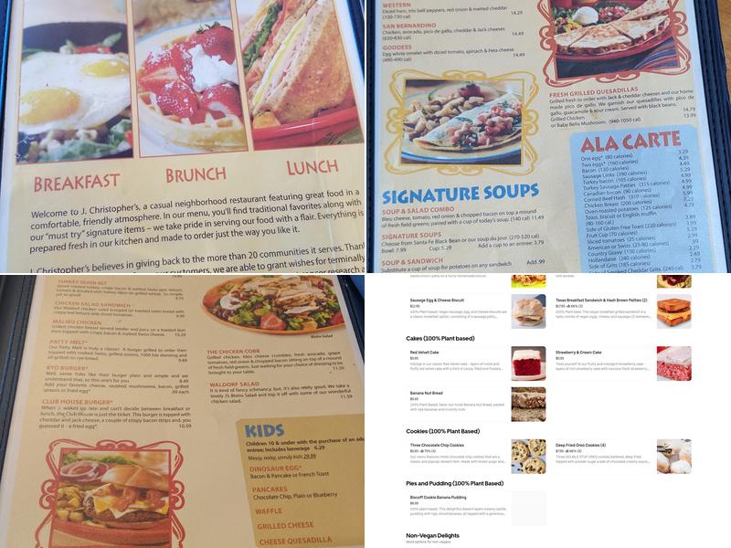 J. Christopher's Menu