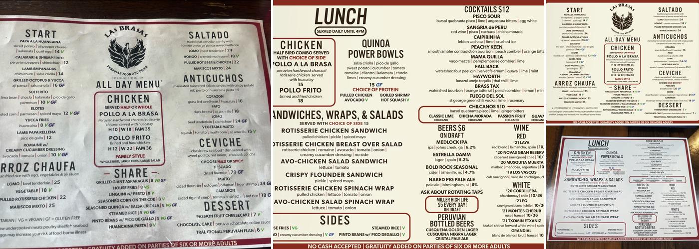 Las Brasas Menu