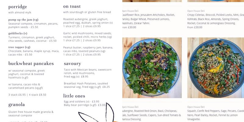 Open House Deli Menu