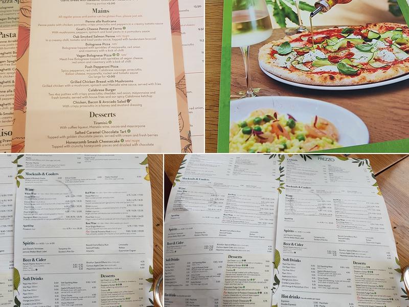 Prezzo Italian Restaurant New Brighton Menu