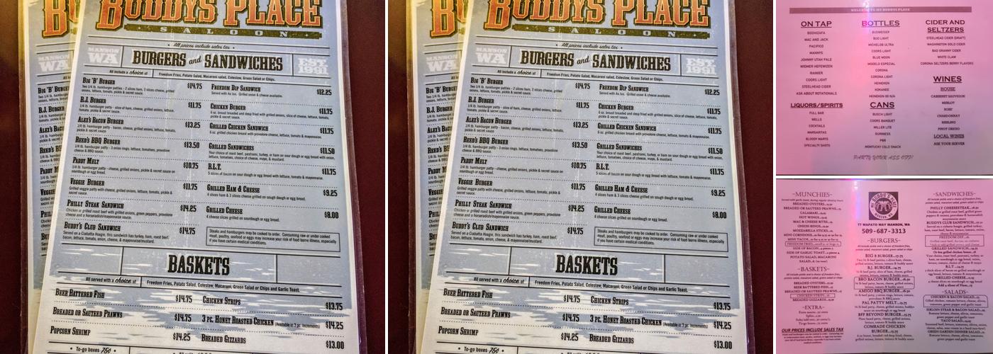 Buddy's Place Menu