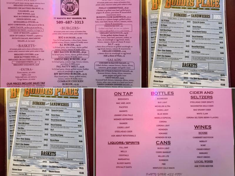 Buddy's Place Menu