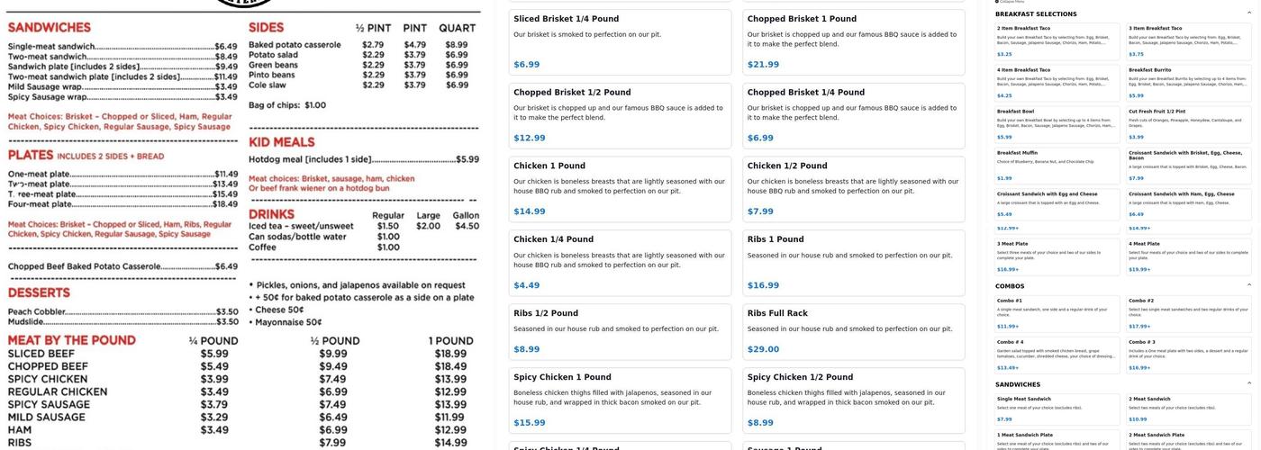 Texans BBQ & Catering Menu