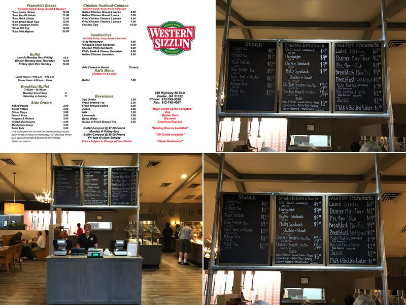Western Sizzlin Buffet Menu