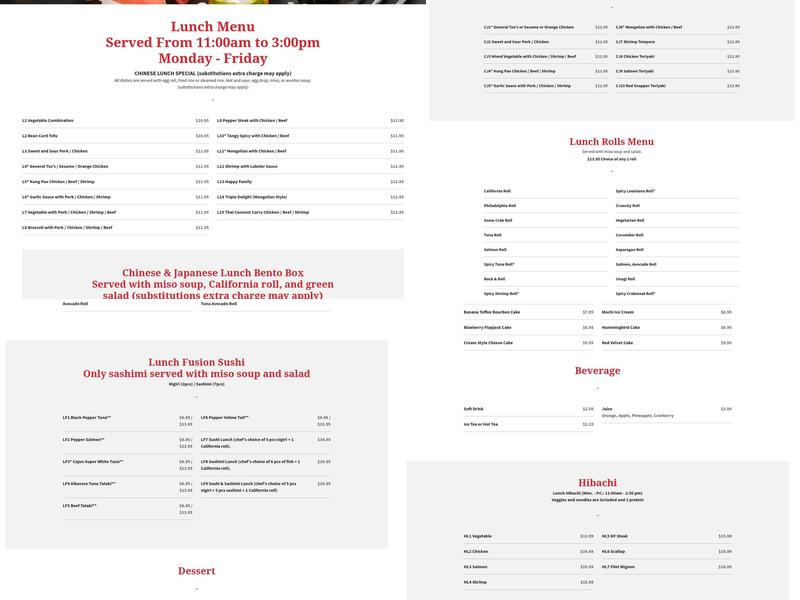 Akashi Menu