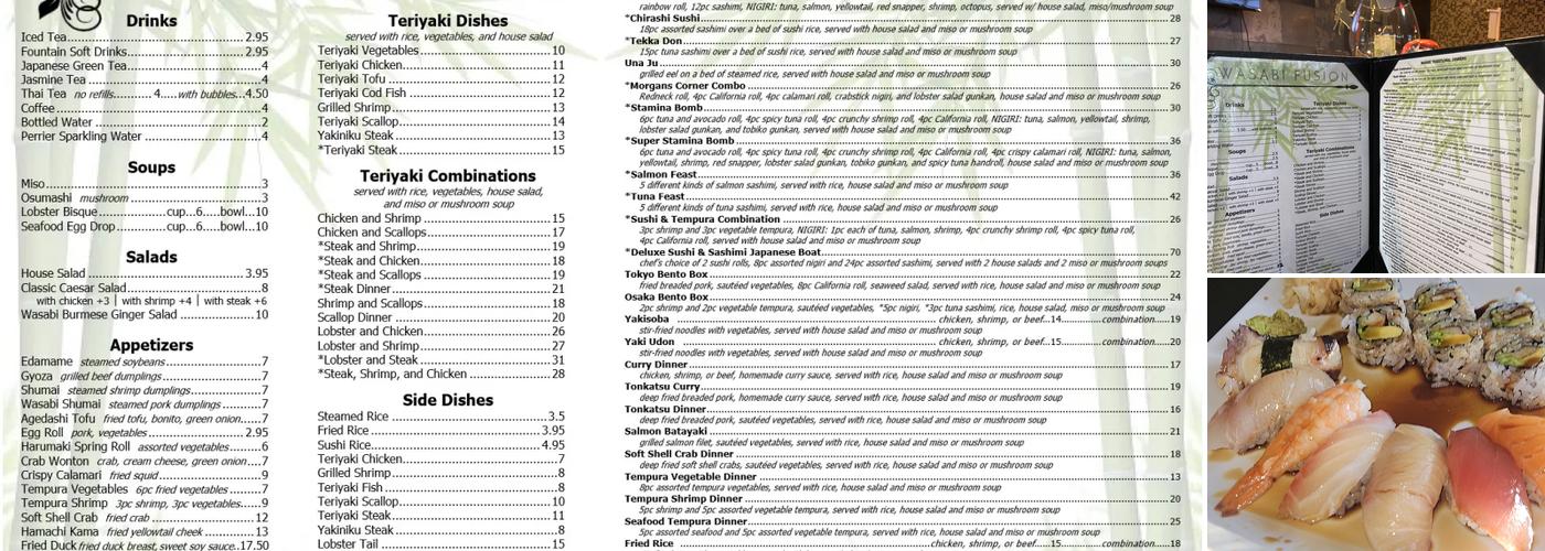 Wasabi Fusion Menu