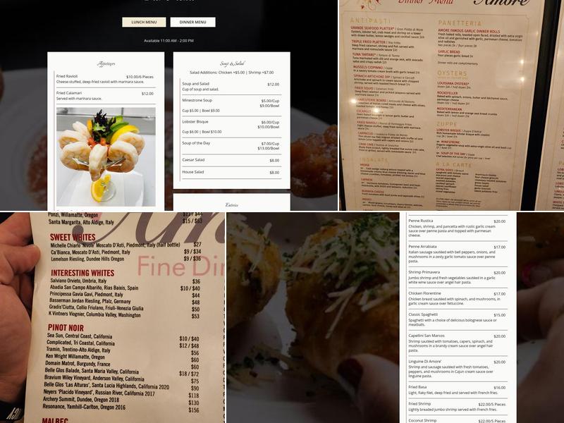 Amore Fine Dining & Spirits Menu