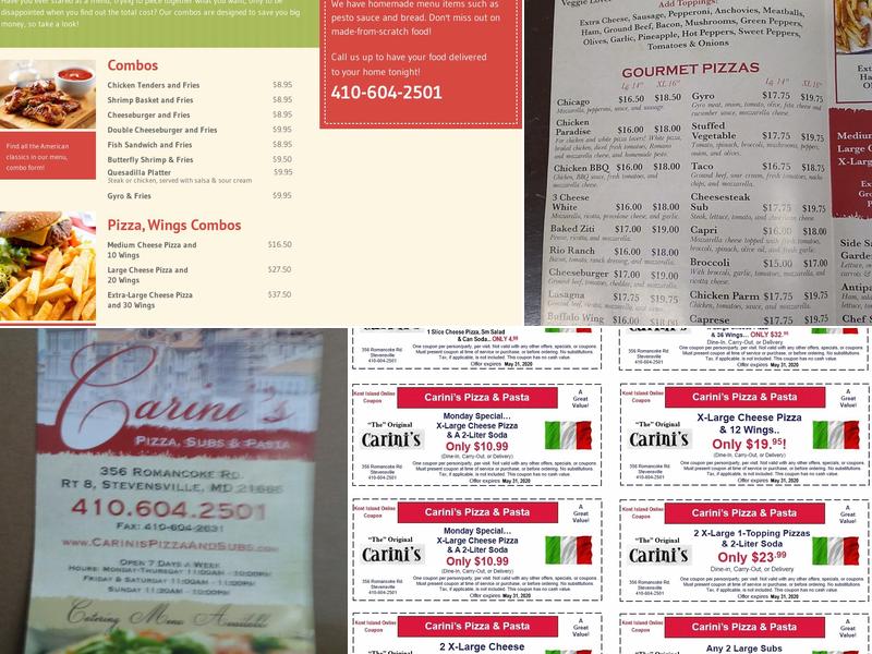 Carini's Pizza Subs & Pasta Menu