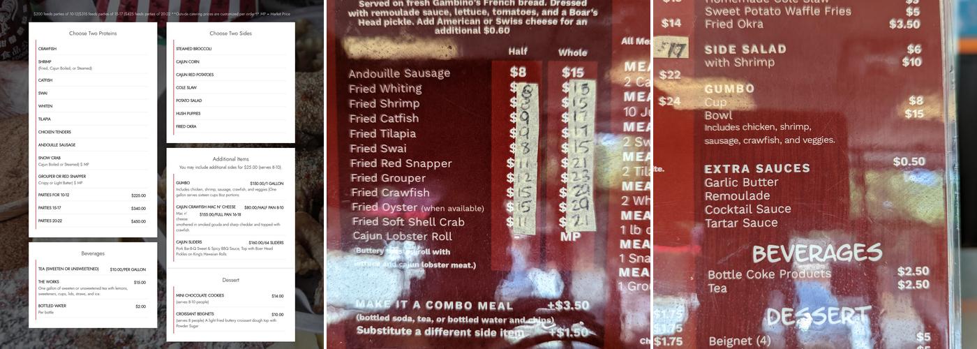 Crawfish Shack Seafood Menu