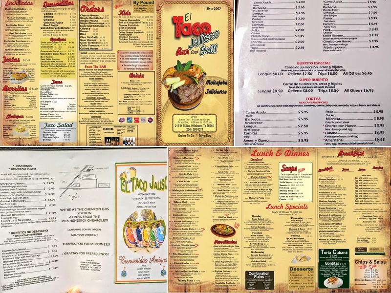 El Taco Jalisco Menu