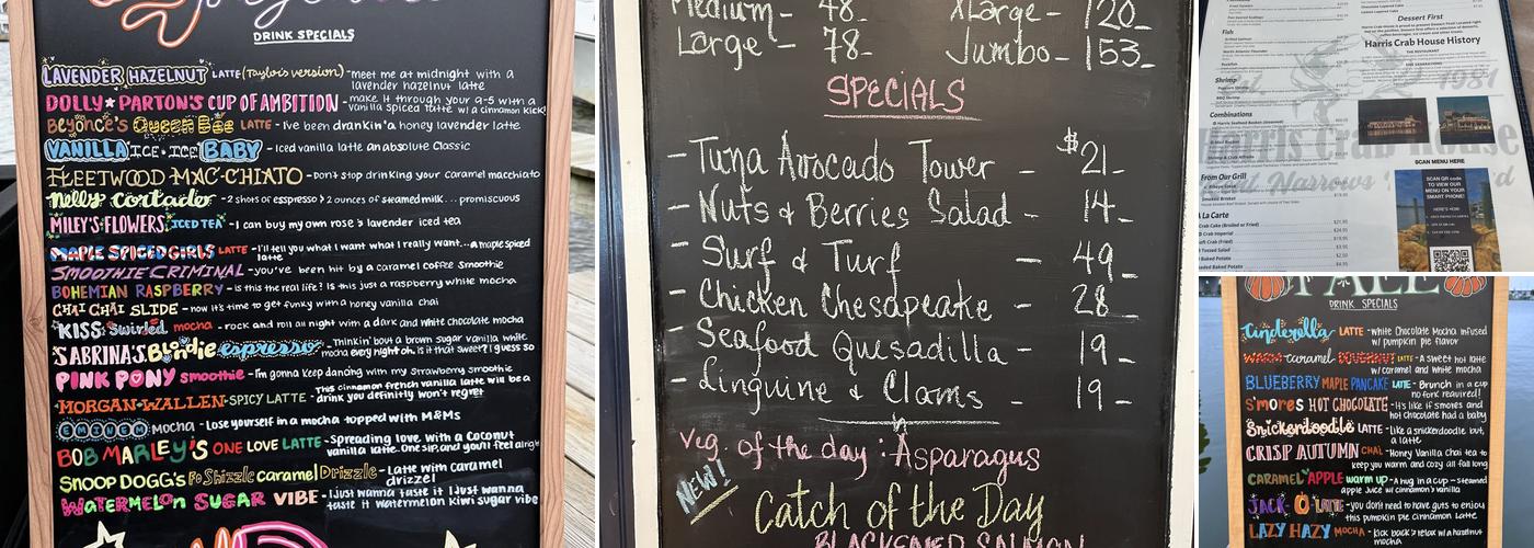 Harris Crab House Menu