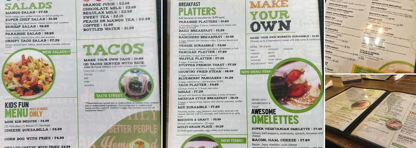 Breakfast Paradise - Hempstead Menu