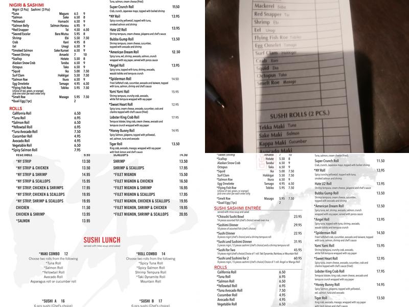 Taki Japanese Sushi & Hibachi Restaurant Menu