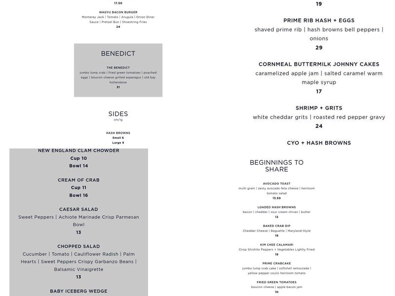 Chart House Prime Menu