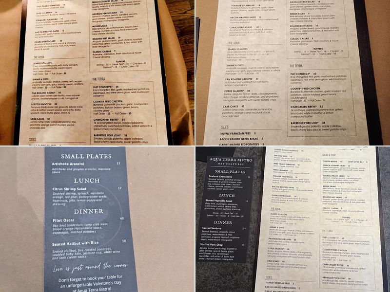 Aqua Terra Bistro Menu