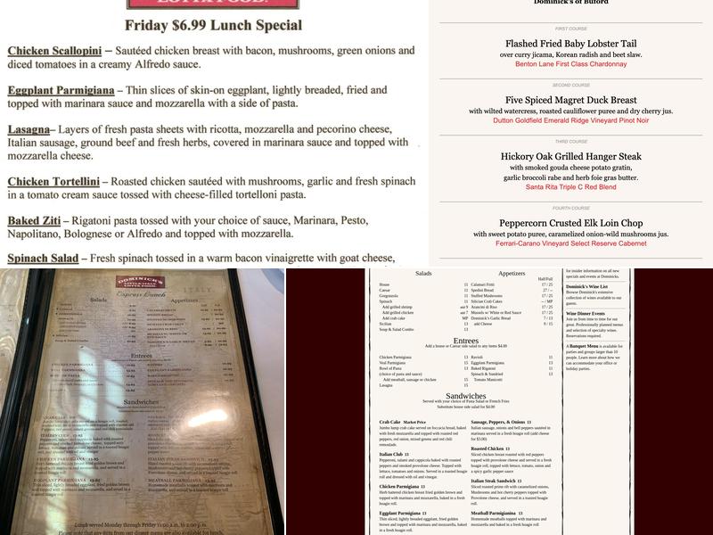 Dominick's Menu