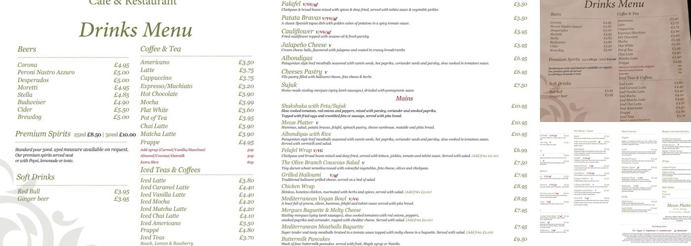The Olive Branch Café & Restaurant Menu