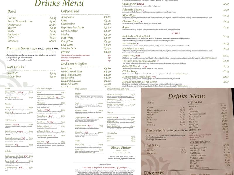 The Olive Branch Café & Restaurant Menu