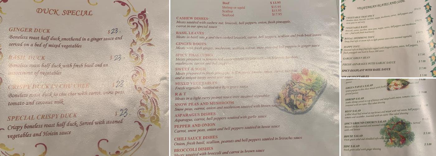 Ruthai's Thai Kitchen Menu