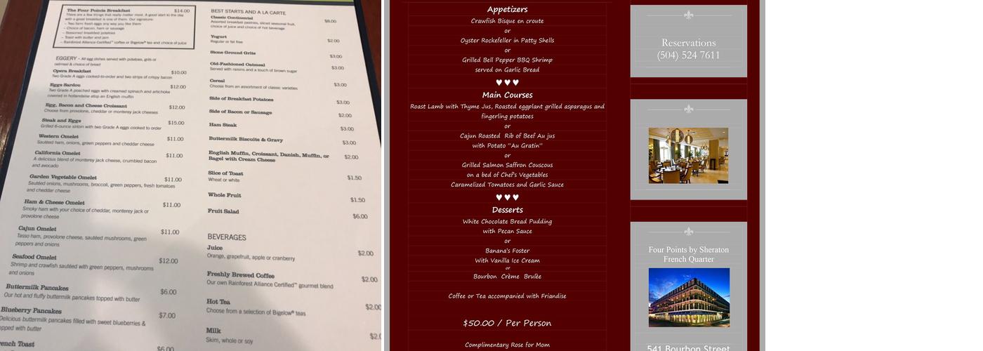 Cafe Opera Menu