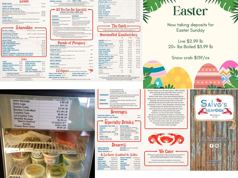 Salvo's Seafood Menu