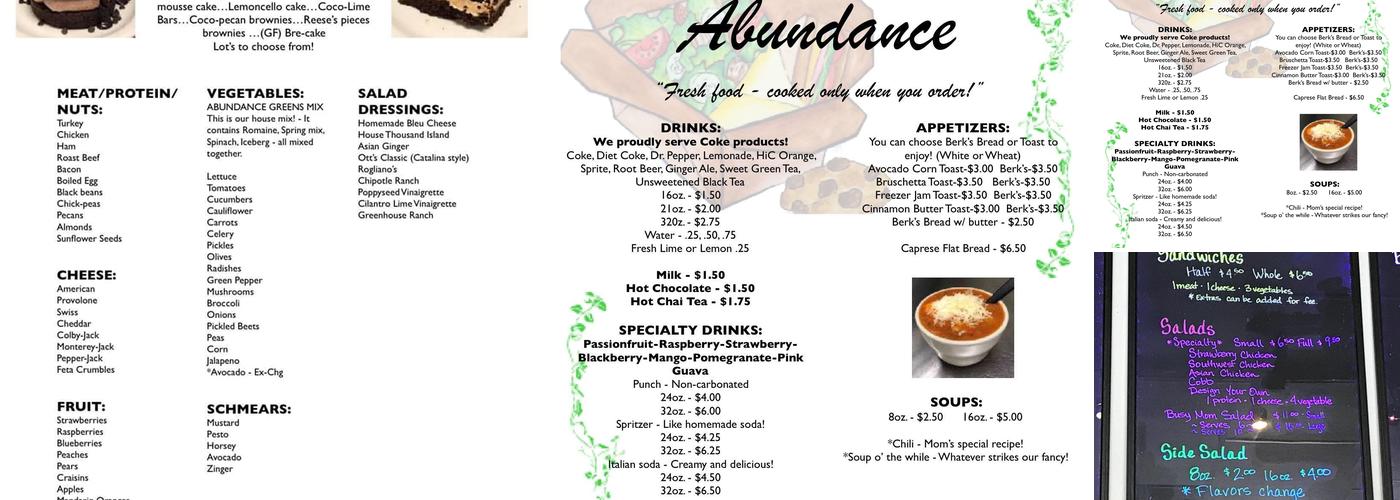 Abundance Menu