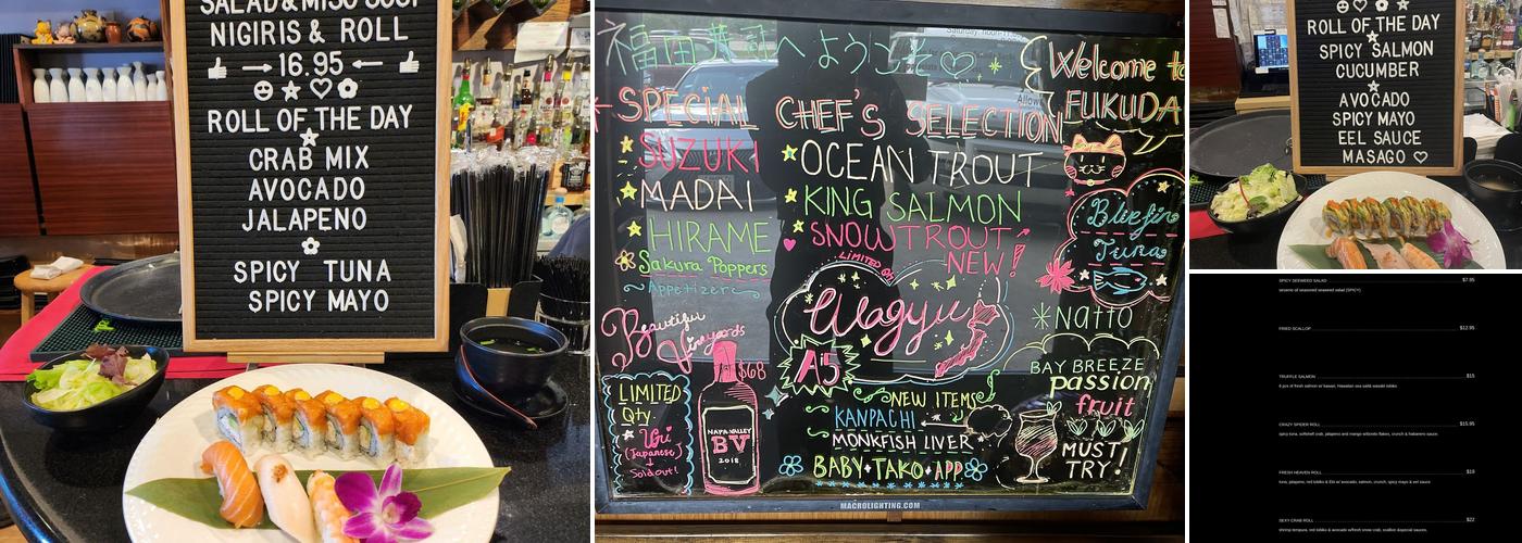 Fukuda sushi Japanese restaurant Menu