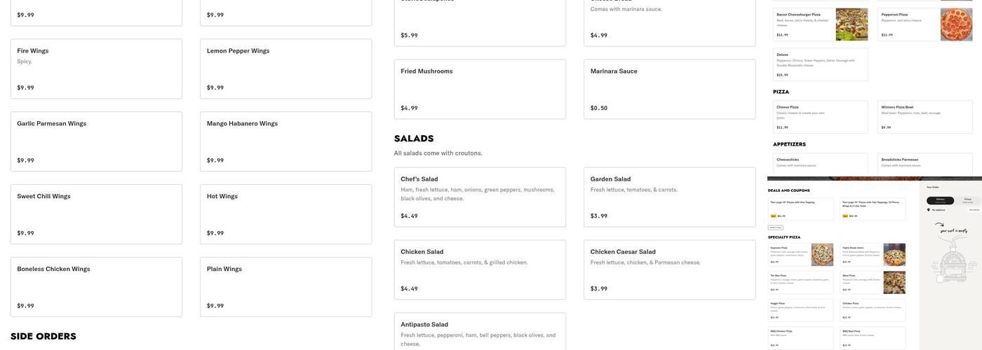 Winner's Pizza Menu