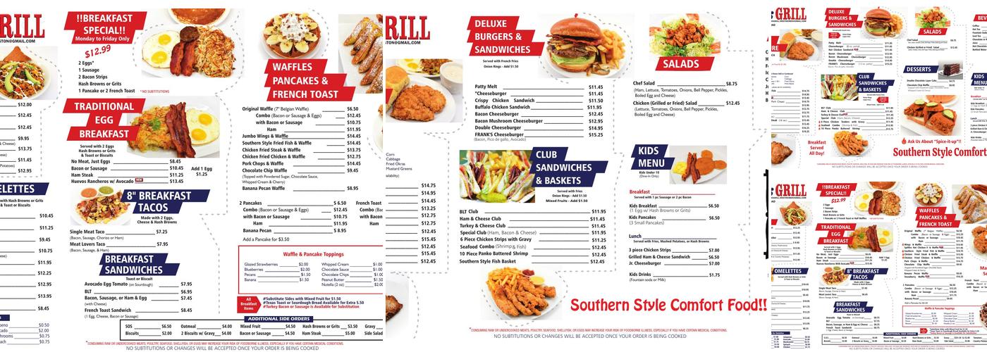 Frank's Grill Menu