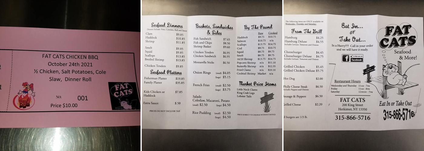 Fat Cats Menu
