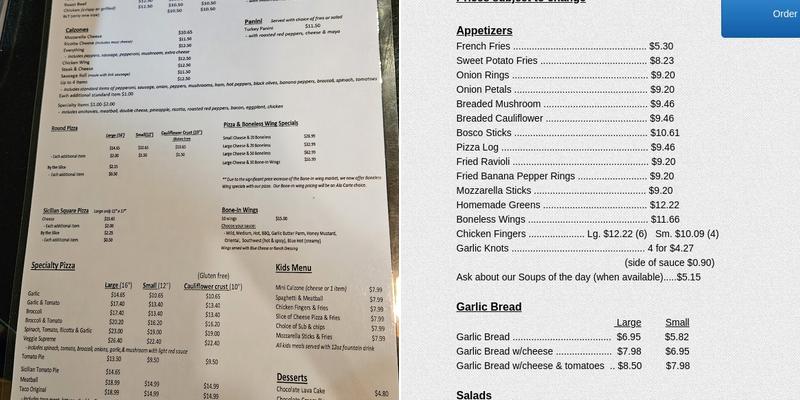 Vinny's Pizzeria Menu