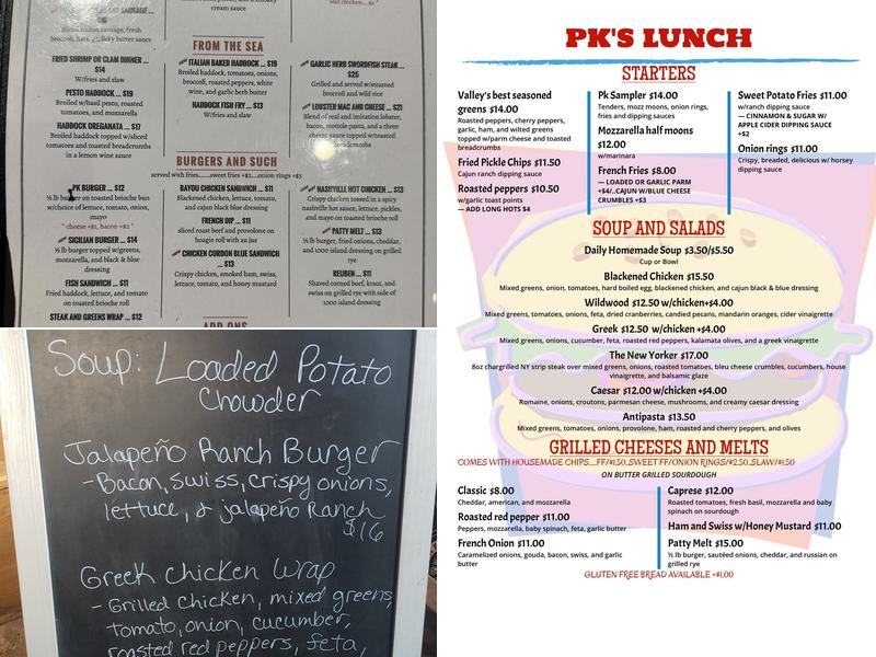 P K's Pub Menu